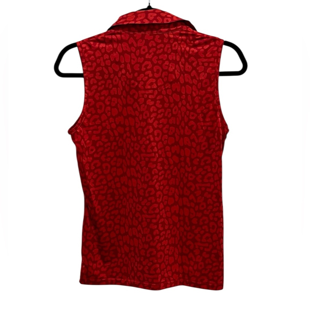 G/Fore Red Patterned Collared Sleeveless Tank Gre… - image 3